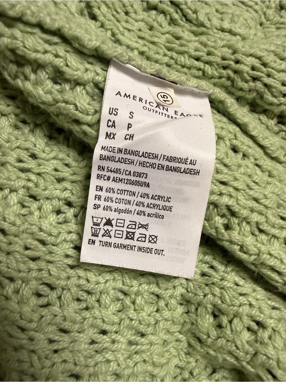 American Eagle Open Knit Cardigan | Sage Green | Boho Small Oversized Fit - Picture 5 of 7